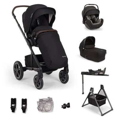 Nuna MIXX NEXT & ARRA FLEX Travel System- Caviar - With Carrycot With ISOFIX Base - Caviar / With Carrycot Without ISOFIX Base