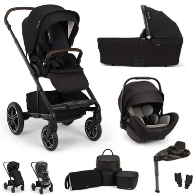 Nuna Mixx Next + ARRA Flex Travel System- Caviar - Without Footmuff + Cup Holder With C