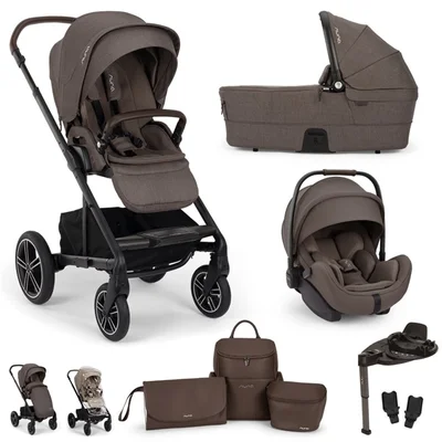 Nuna Mixx Next + ARRA Flex Travel System- Chestnut - Without Footmuff + Cup Holder With C - Chestnut