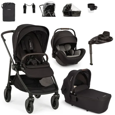 Nuna SWIV + ARRAFlex Travel System- Caviar - Without Footmuff + Cup Holder