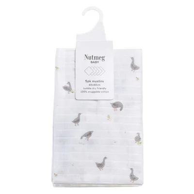 Nutmeg Baby Muslins 5 Pack