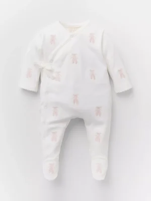 Oat & Marl Baby Ballet Sleepsuit, White/Pale Pink