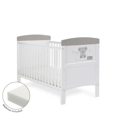 Obaby Grace Inspire Cot Bed & Fibre Mattress-Hello World Koala