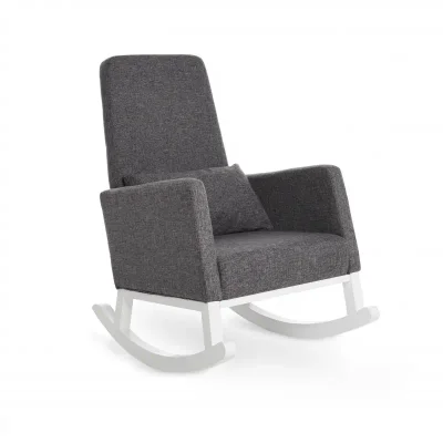 Obaby High Back Rocking Chair-White with Grey Cushion