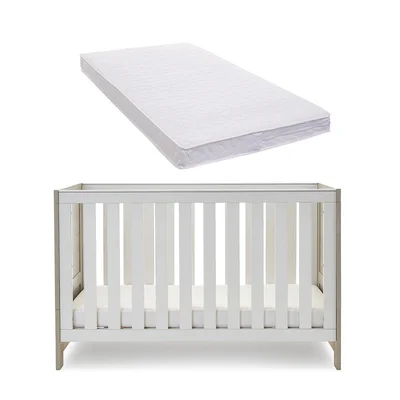 Obaby Nika Cot Bed - Grey Wash + White - Grey Wash & White