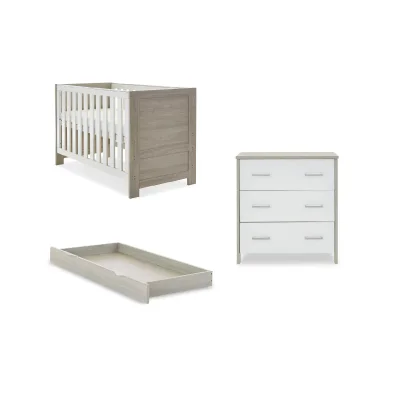 Obaby Nika Mini 2 Piece Furniture Room Set & Underdrawer - Grey Wash & White - Grey Wash & White