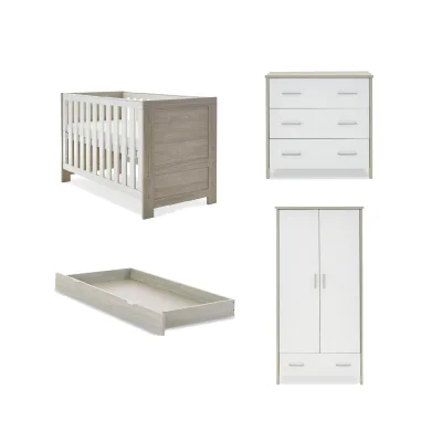 Obaby Nika Mini 3 Piece Room Set & Underdrawer - Grey Wash & White