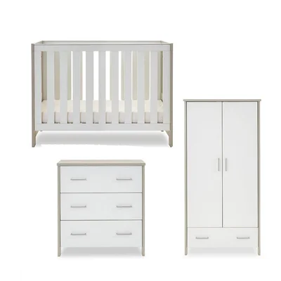 Obaby Nika Mini 3 Piece Nursery Room Set - Grey Wash/White