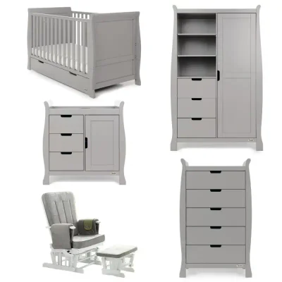 Obaby Stamford Classic Sleigh 5 Piece Furniture Roomset - Warm Grey