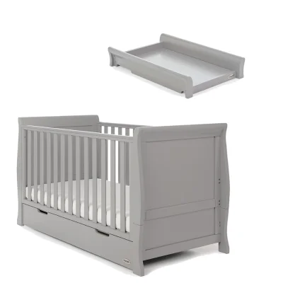 Obaby Stamford Classic Sleigh Cot Bed & Cot Top Changer