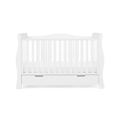 Obaby Stamford Luxe Cot Bed - Warm Grey - White / No Mattress
