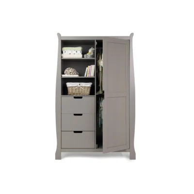 Obaby Stamford Sleigh Double Wardrobe-Taupe Grey