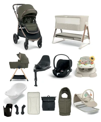 Ocarro 2 Pushchair Ultimate Newborn Bundle With Cybex Cloud T i-Size Rotating Baby Car Seat & Base (14 Pieces) - Evergreen