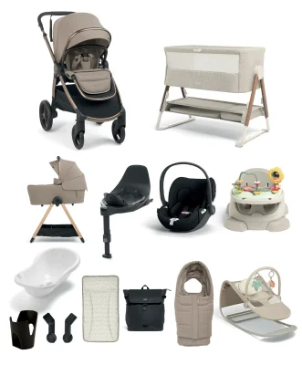 Ocarro 2 Pushchair Ultimate Newborn Bundle With Cybex Cloud T i-Size Rotating Baby Car Seat & Base (14 Pieces) - Oatmeal