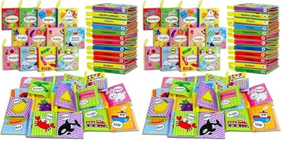 OKOOKO 12 Pack Soft Baby Book, Bath Book, Baby Crinkle Books, Black and White High Contrast Toy, Washable Nontoxic Educational Learning Toy