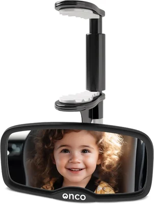 Onco Forward-Facing Baby Car Mirror - Clip-On - Black