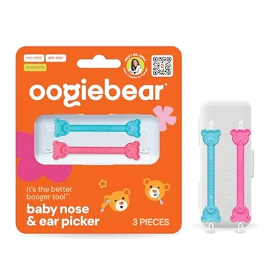 oogiebear - Nose and Ear Gadget. Safe, Easy Nasal Booger and Ear Cleaner for Newborns and Infants. Dual Earwax and Snot Remover. Aspirator Alternative - Two Pack with Case - Raspberry Seafoam
