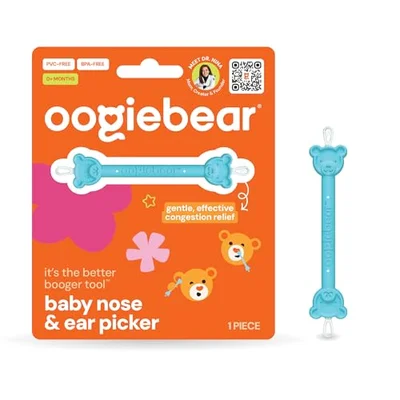 oogiebear - Nose and Ear Gadget. Safe, Easy Nasal Booger and Ear Cleaner for Newborns and Infants. Dual Earwax and Snot Remover. Aspirator Alternative - Two Pack with Case - Raspberry Seafoam