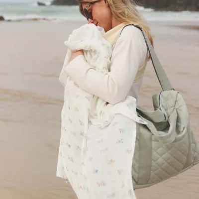 Organic Baby Muslin Swaddle - Coastline
