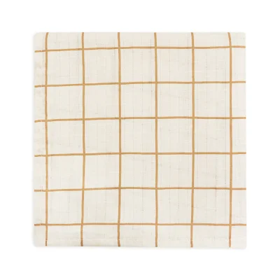Organic Baby Muslin Swaddle - Window Pane, Off-white