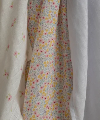 Organic Baby Muslins, Set of 3 - Wildflower Garden