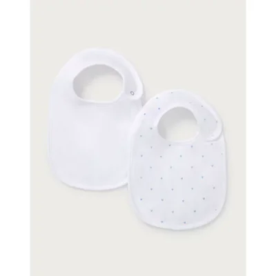 Organic Cotton Blend Heart Pointelle Bibs — Set of 2 - Default