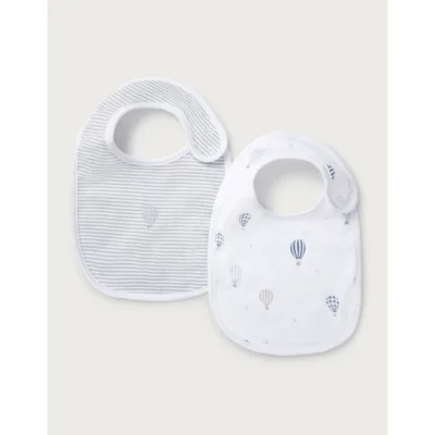 Organic Cotton Blend Hot Air Balloon & Stripe Bibs — Set of 2