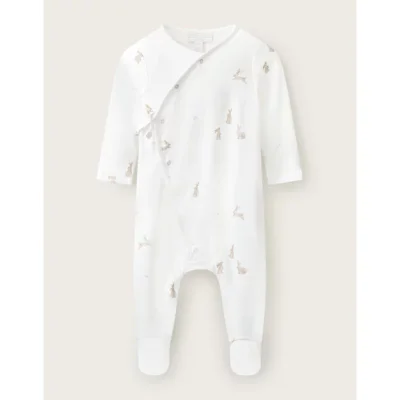 Organic Cotton Blend Playful Bunnies Wrap Sleepsuit (0–24mnths)