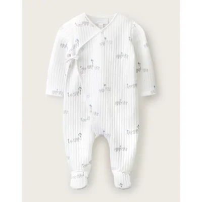Organic Cotton Blend Quilted Party Elephant Wrap Sleepsuit (0–24mth...
