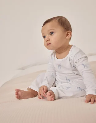 Organic Cotton Blue Giraffe Print Sleepsuit (0–24mths)
