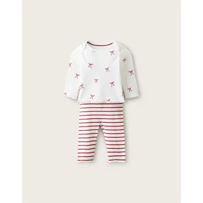 Organic Cotton Bow & Stripe Pyjamas (0-24mnths) - Default