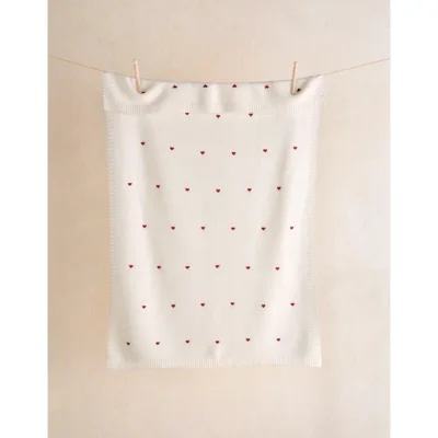 Organic Cotton Heart Embroidered Blanket