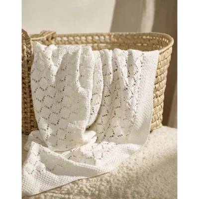 Organic Cotton Heirloom White Baby Blanket