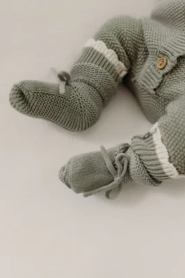 Organic Cotton Newborn Booties - Sage