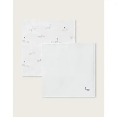 Organic Cotton Party Elephant Muslins – Set of 2 - Default