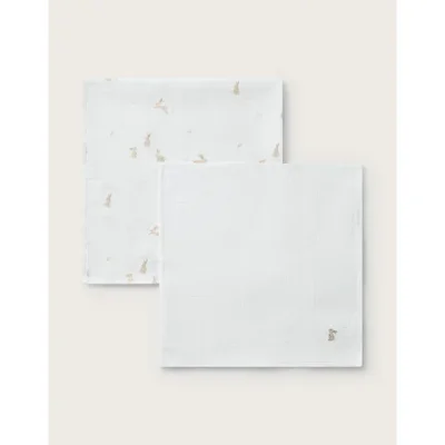 Organic Cotton Playful Bunnies Muslins – Set of 2