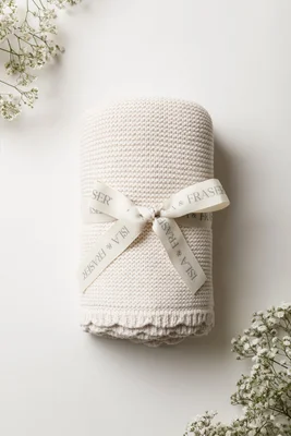 Organic Cotton Scallop Knit Baby Blanket