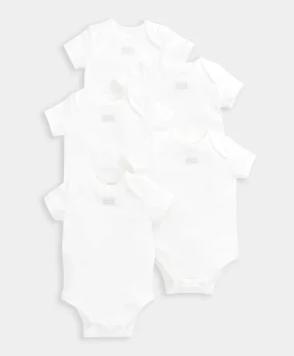 Organic Cotton Shortsleeved Bodysuits (5 Pack) - White — image 3