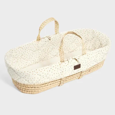 The Little Green Sheep Qulited Moses Basket, Leaves