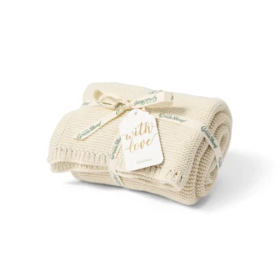 Organic Knitted Cellular Baby Blanket Linen - Default