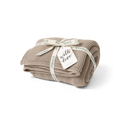 Organic Knitted Cellular Baby Blanket Truffle - Default