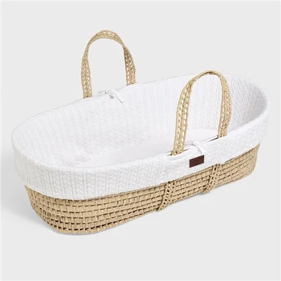 Organic Knitted Moses Basket- White