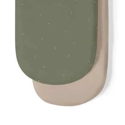 Organic Moses Basket Fitted Sheets in Juniper with Sage Rice - Juniper with Sage Rice