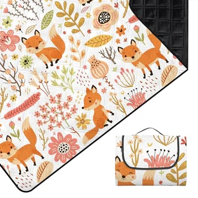 Outplea Zoo Picnic Blanket 200x200cm Waterproof for Family Kids, Large Padded Quilted Picnic Mat Outdoor Rug Sandproof for Camping Beach Garden, Machine Washable