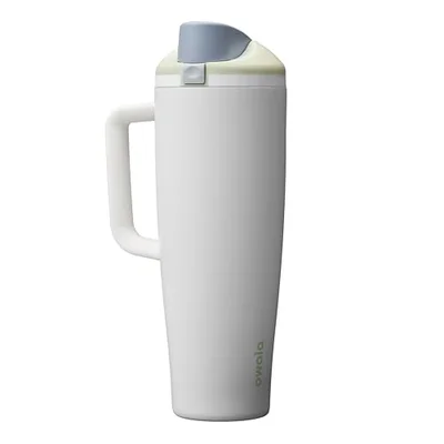 Owala FreeSip Tumbler Insulated Stainless Steel Water Bottle with Built-in Straw and Side Handle, For Travel, Work, School, and Sports, 1185ml, BPA Free, Leak Proof, Dreamy Fields, (Grey/Purple) - Iced Breeze / 40 Ounces