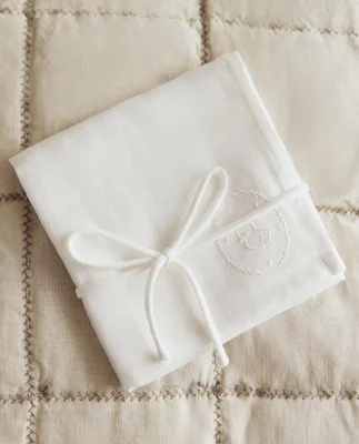 PACK OF EMBROIDERED BABY MUSLIN CLOTHS (PACK OF 2) - OYSTER WHITE