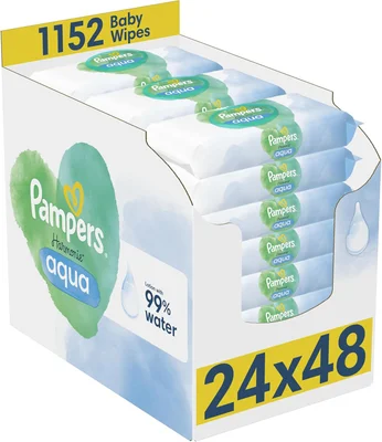 Pampers 99% Water Plastic Free Baby Wipes - 1 count (Pack of 1152) / Old Version - Harmonie