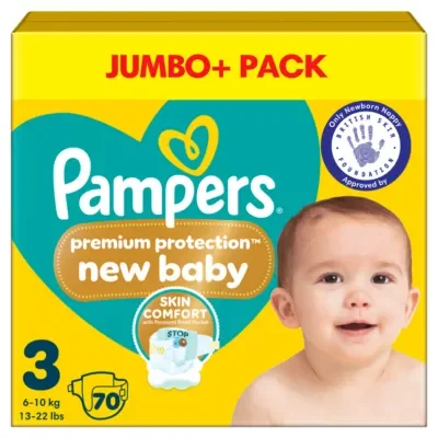 Pampers Premium Protection New Baby Size 3, 70 Nappies, 6kg-10kg - Default