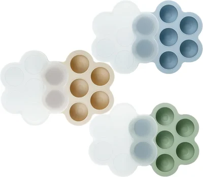 PandaEar 3 Pack Silicone Baby Food Freezer Tray with Lids, Ice Cube Trays for Freezer, Weaning Freezer Tray for Baby Food, Silicone Ice Trays Baby Food Storage Container Tray