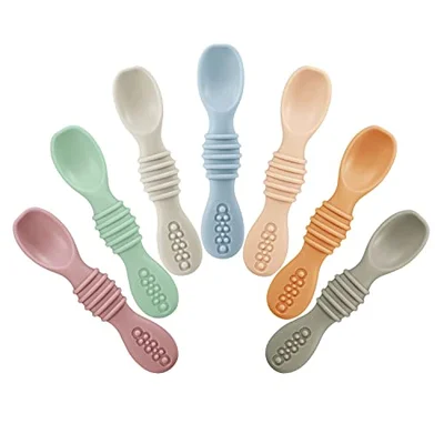 PandaEar 7 Pcs Silicone Baby Spoons, Baby Led Weaning Spoons First Stage Self Feeding Spoon for Toddler Infant - [Varies]